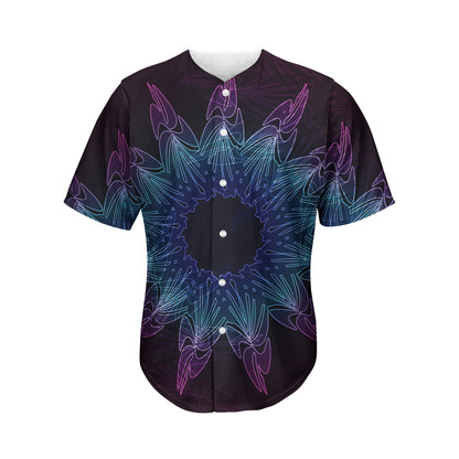 Purple And Teal Dark Mandala Print Men's Baseball Jersey