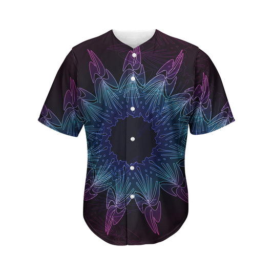 Purple And Teal Dark Mandala Print Men's Baseball Jersey
