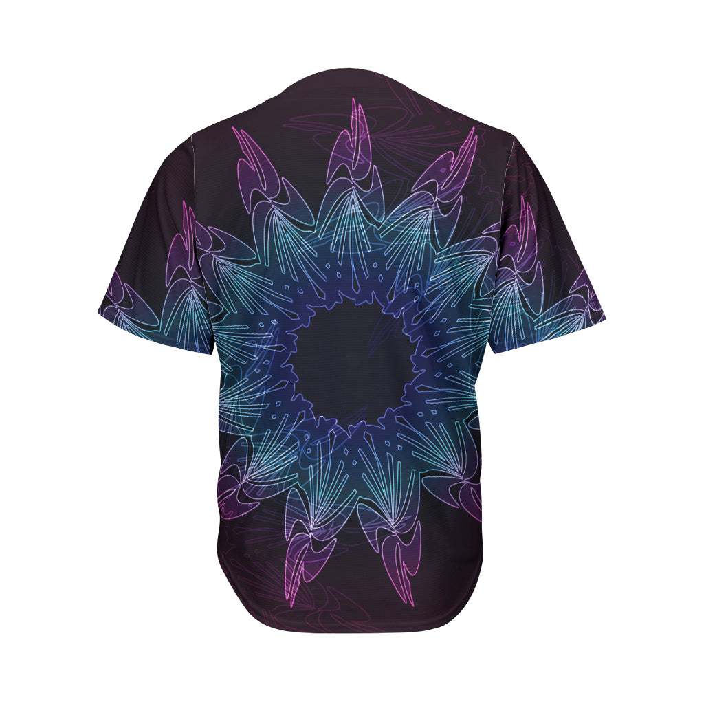 Purple And Teal Dark Mandala Print Men's Baseball Jersey