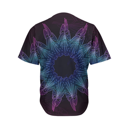 Purple And Teal Dark Mandala Print Men's Baseball Jersey