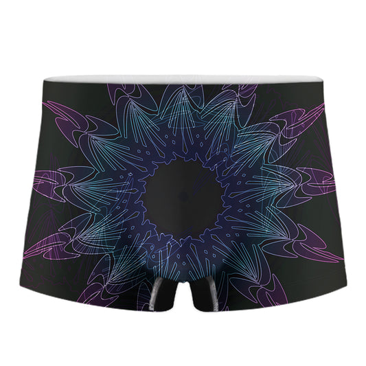 Purple And Teal Dark Mandala Print Men's Boxer Briefs