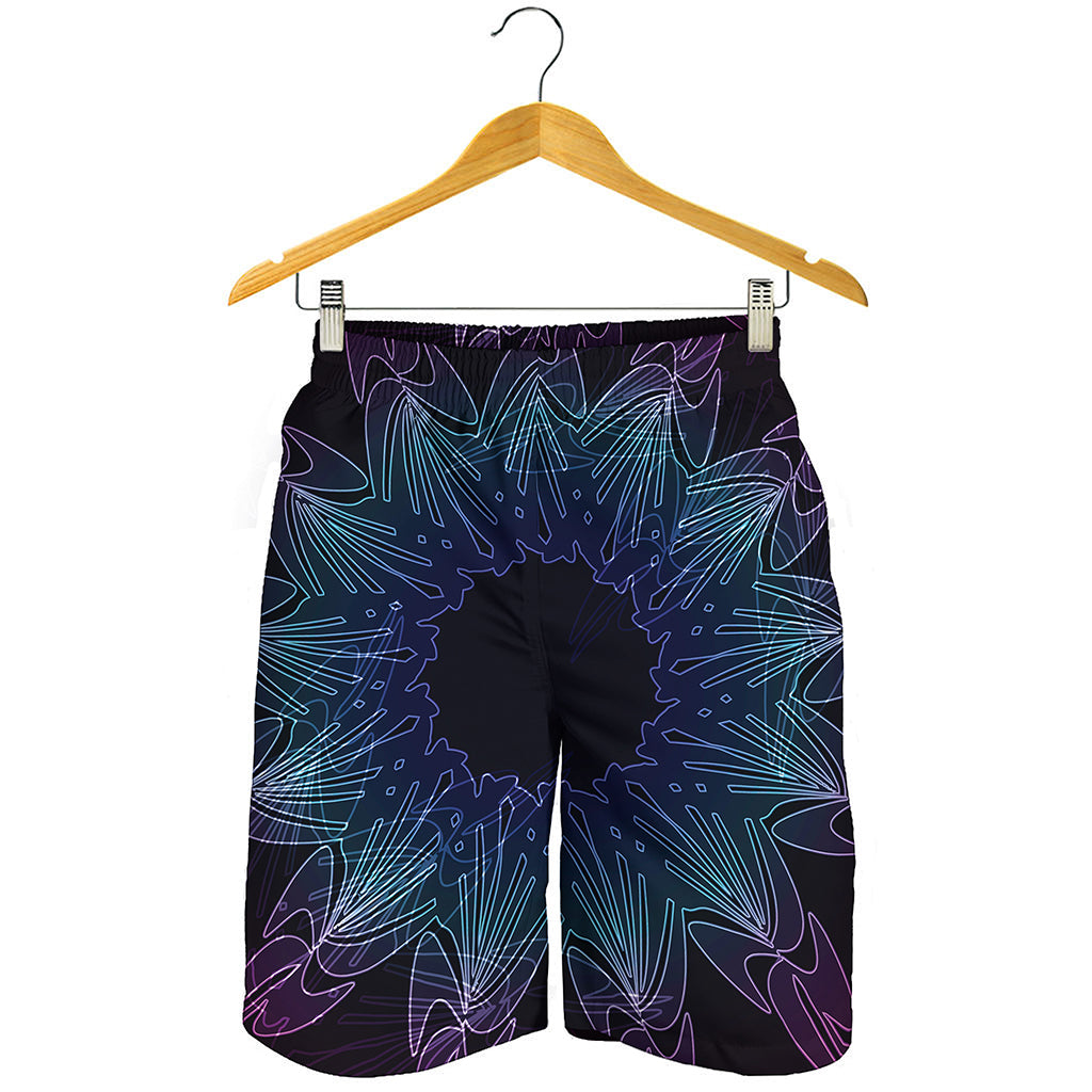 Purple And Teal Dark Mandala Print Men's Shorts
