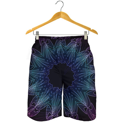 Purple And Teal Dark Mandala Print Men's Shorts
