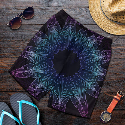 Purple And Teal Dark Mandala Print Men's Shorts