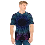 Purple And Teal Dark Mandala Print Men's T-Shirt