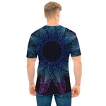 Purple And Teal Dark Mandala Print Men's T-Shirt