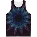 Purple And Teal Dark Mandala Print Men's Tank Top