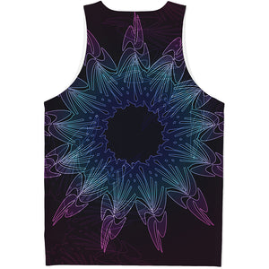 Purple And Teal Dark Mandala Print Men's Tank Top