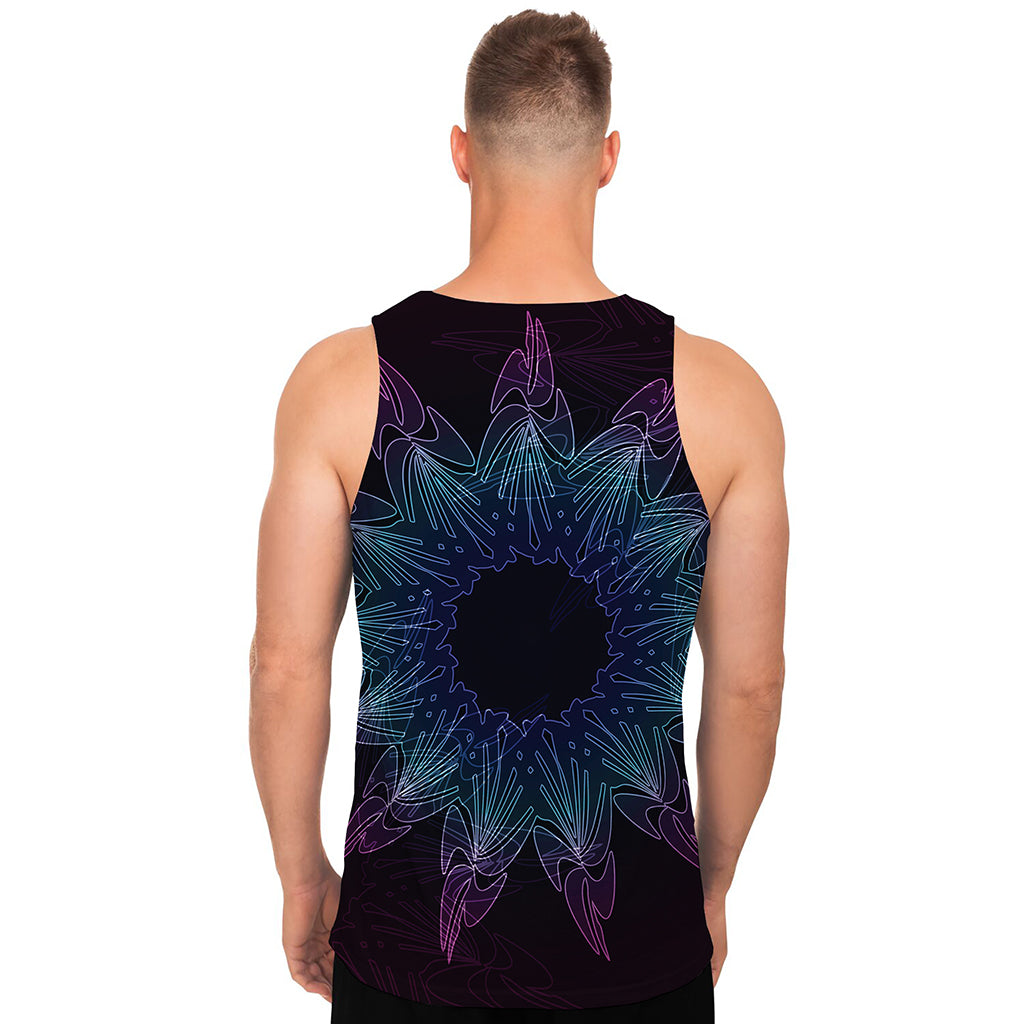 Purple And Teal Dark Mandala Print Men's Tank Top