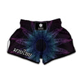 Purple And Teal Dark Mandala Print Muay Thai Boxing Shorts