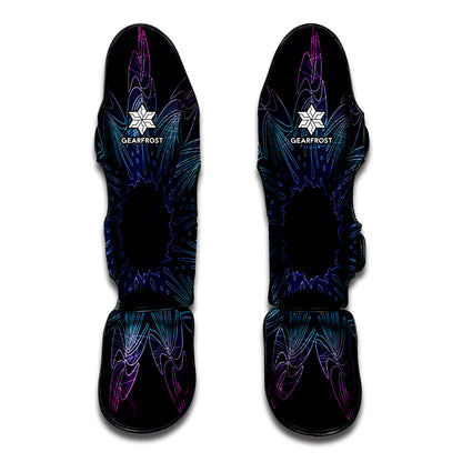 Purple And Teal Dark Mandala Print Muay Thai Shin Guard