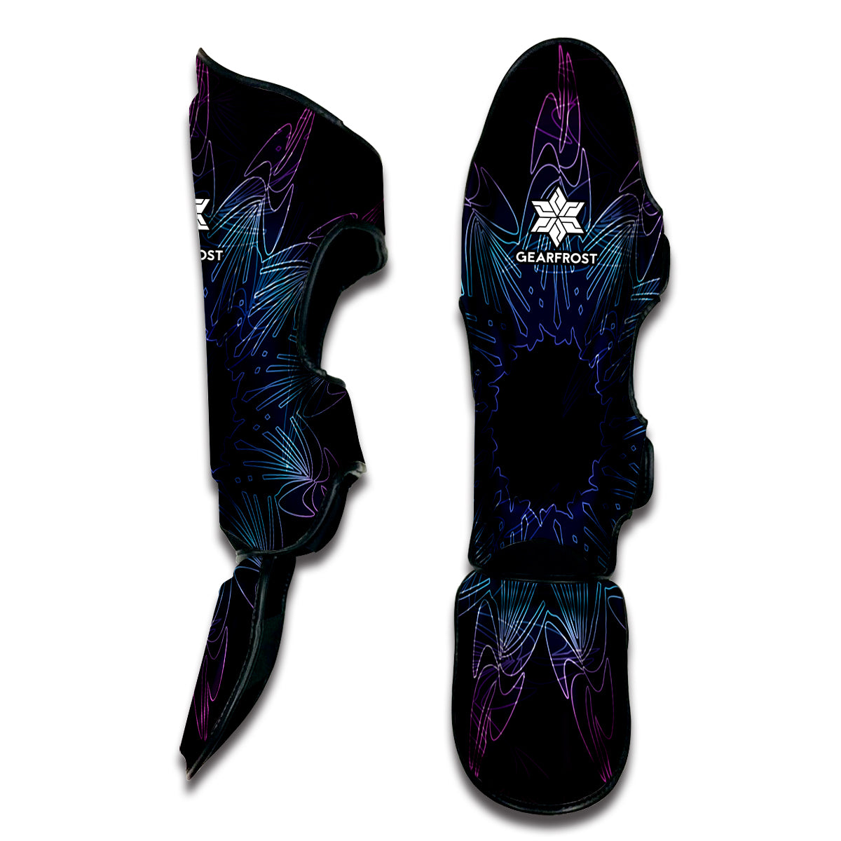Purple And Teal Dark Mandala Print Muay Thai Shin Guard