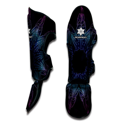 Purple And Teal Dark Mandala Print Muay Thai Shin Guard
