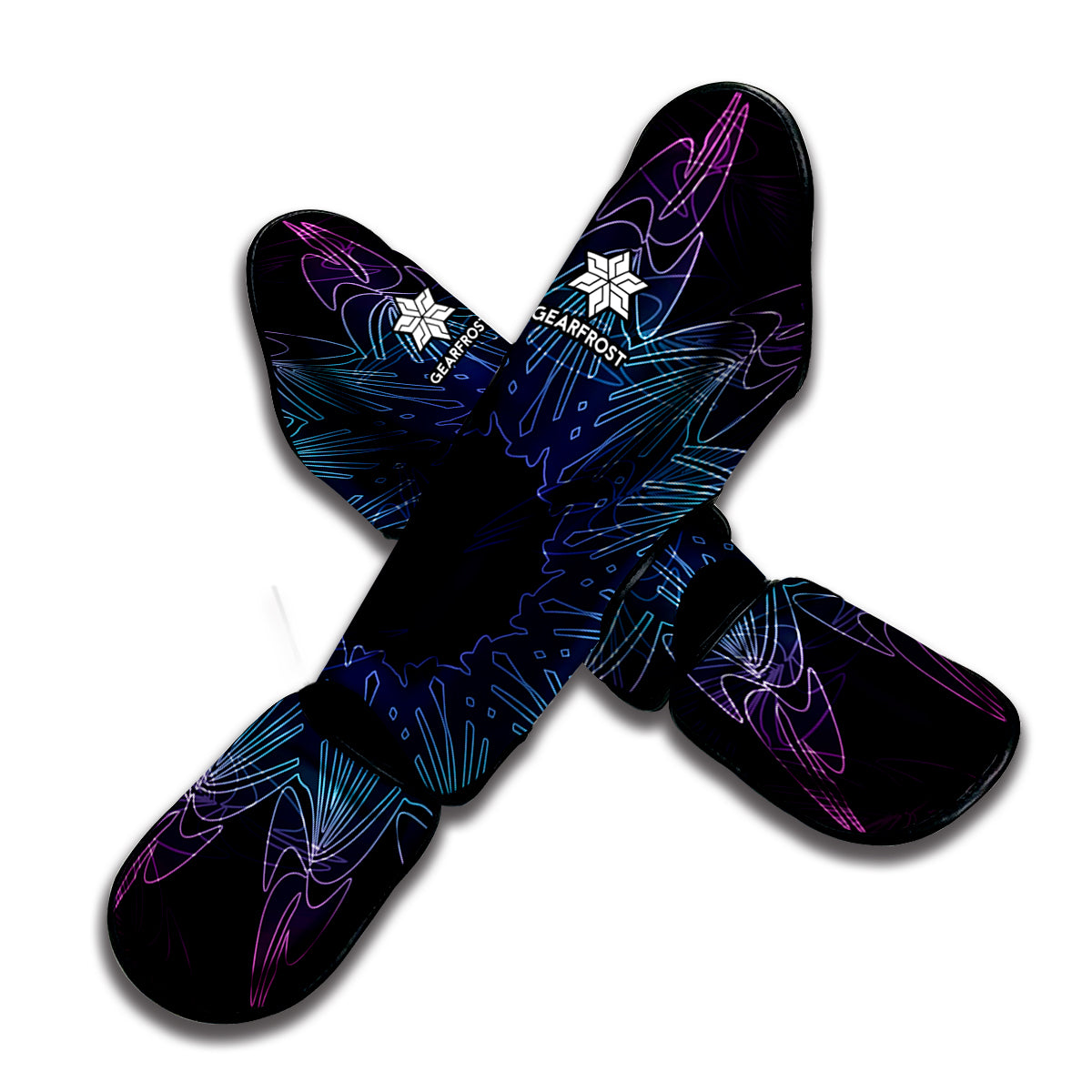 Purple And Teal Dark Mandala Print Muay Thai Shin Guard