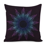 Purple And Teal Dark Mandala Print Pillow Cover