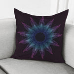 Purple And Teal Dark Mandala Print Pillow Cover