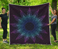 Purple And Teal Dark Mandala Print Quilt