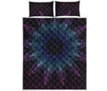 Purple And Teal Dark Mandala Print Quilt Bed Set