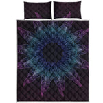 Purple And Teal Dark Mandala Print Quilt Bed Set