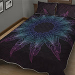 Purple And Teal Dark Mandala Print Quilt Bed Set