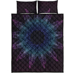 Purple And Teal Dark Mandala Print Quilt Bed Set