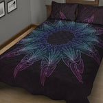 Purple And Teal Dark Mandala Print Quilt Bed Set