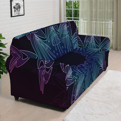 Purple And Teal Dark Mandala Print Sofa Cover