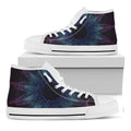 Purple And Teal Dark Mandala Print White High Top Sneakers