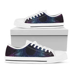 Purple And Teal Dark Mandala Print White Low Top Shoes