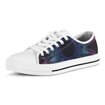 Purple And Teal Dark Mandala Print White Low Top Shoes