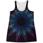 Purple And Teal Dark Mandala Print Women's Racerback Tank Top