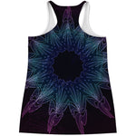 Purple And Teal Dark Mandala Print Women's Racerback Tank Top