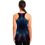 Purple And Teal Dark Mandala Print Women's Racerback Tank Top