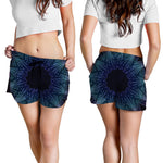 Purple And Teal Dark Mandala Print Women's Shorts
