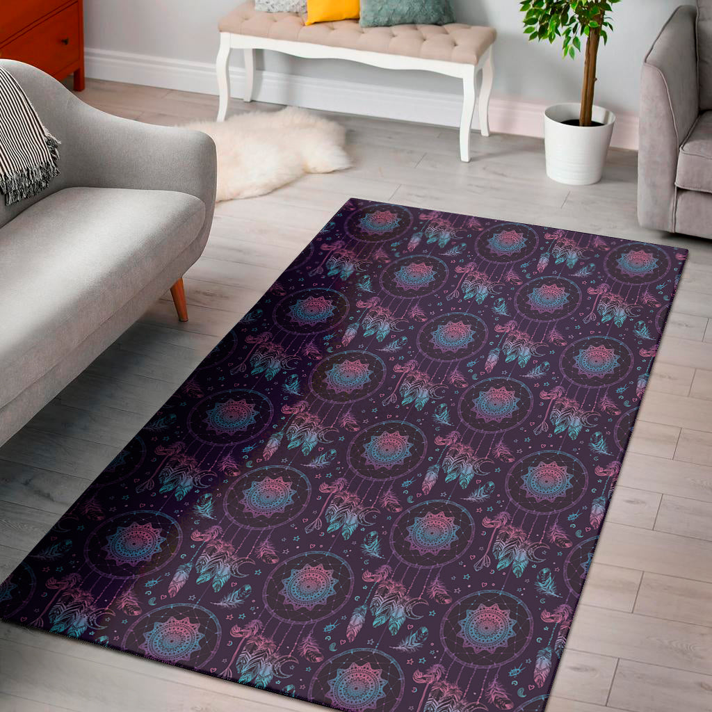 Purple And Teal Dream Catcher Print Area Rug