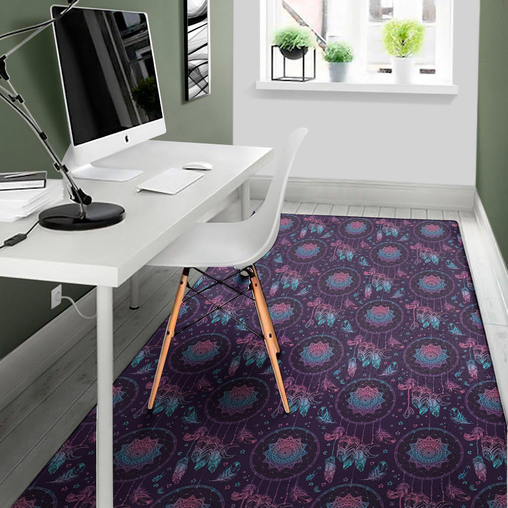 Purple And Teal Dream Catcher Print Area Rug