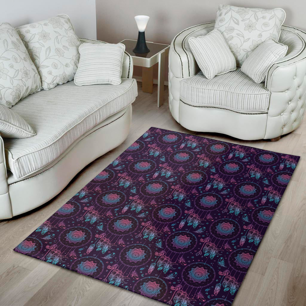 Purple And Teal Dream Catcher Print Area Rug