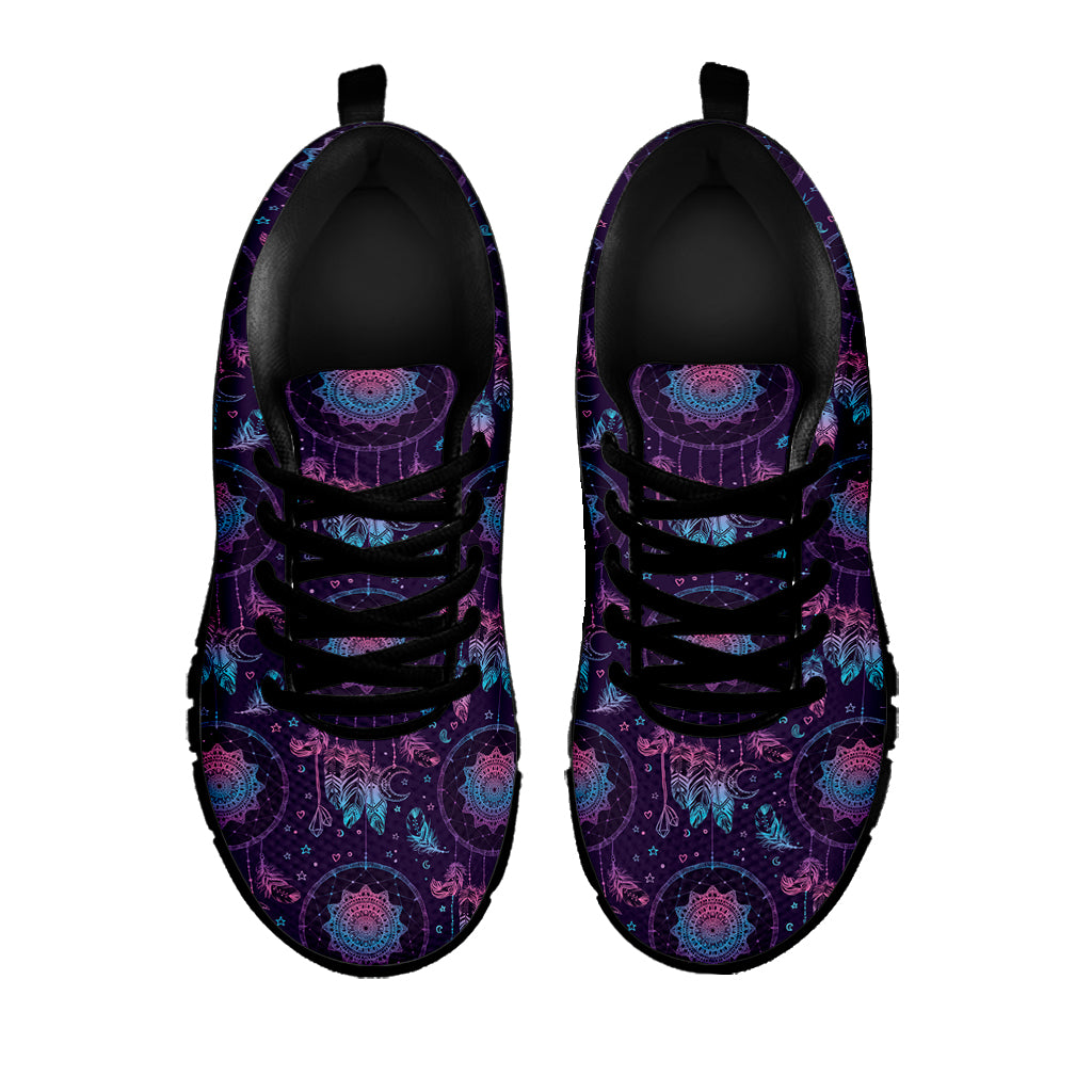 Purple And Teal Dream Catcher Print Black Sneakers