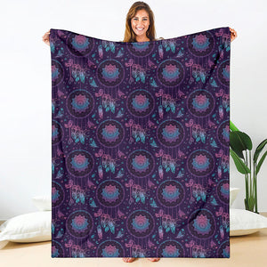 Purple And Teal Dream Catcher Print Blanket