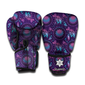 Purple And Teal Dream Catcher Print Boxing Gloves