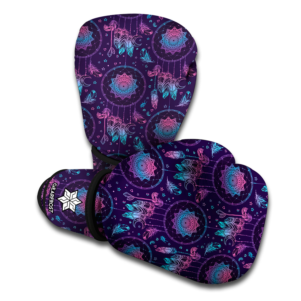 Purple And Teal Dream Catcher Print Boxing Gloves