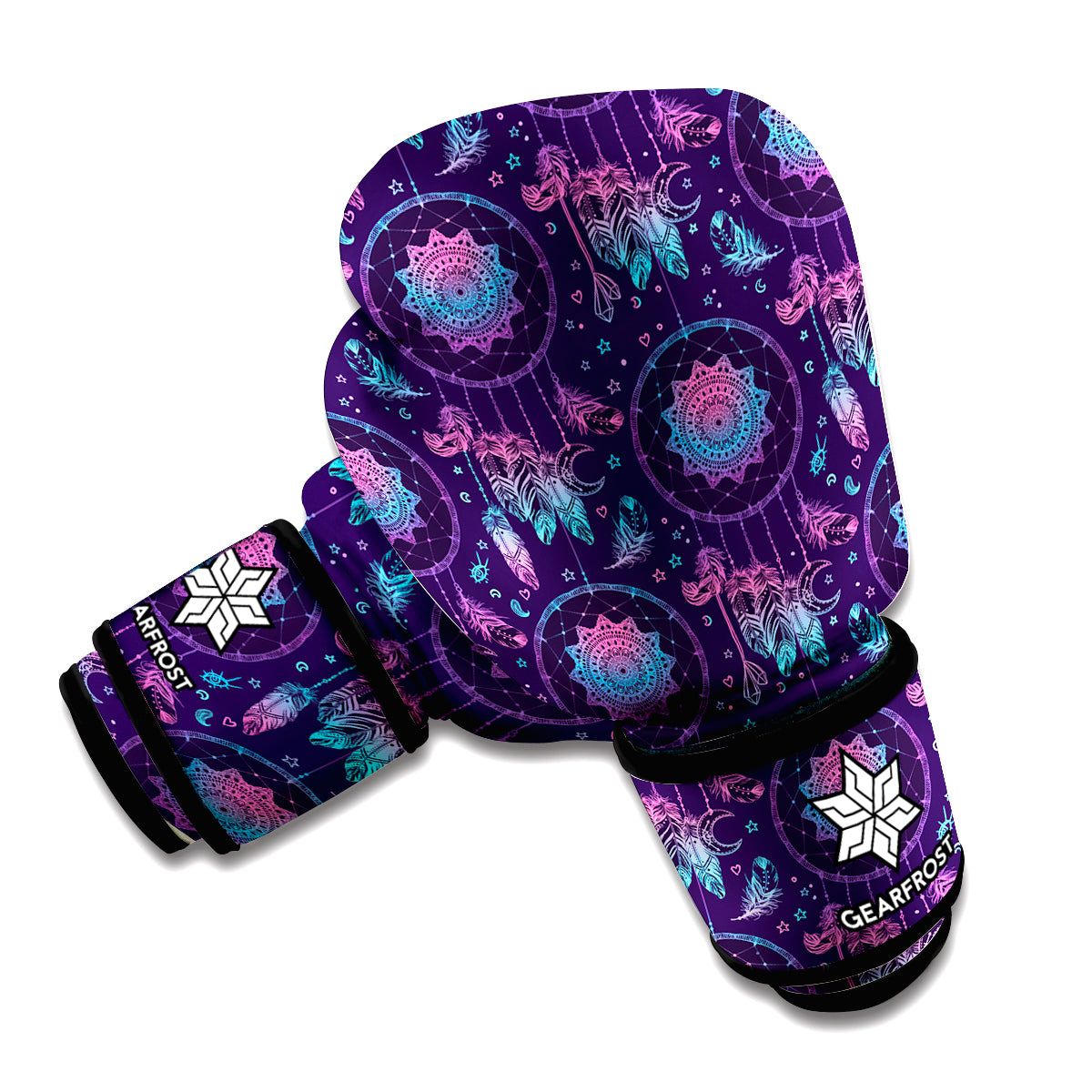 Purple And Teal Dream Catcher Print Boxing Gloves