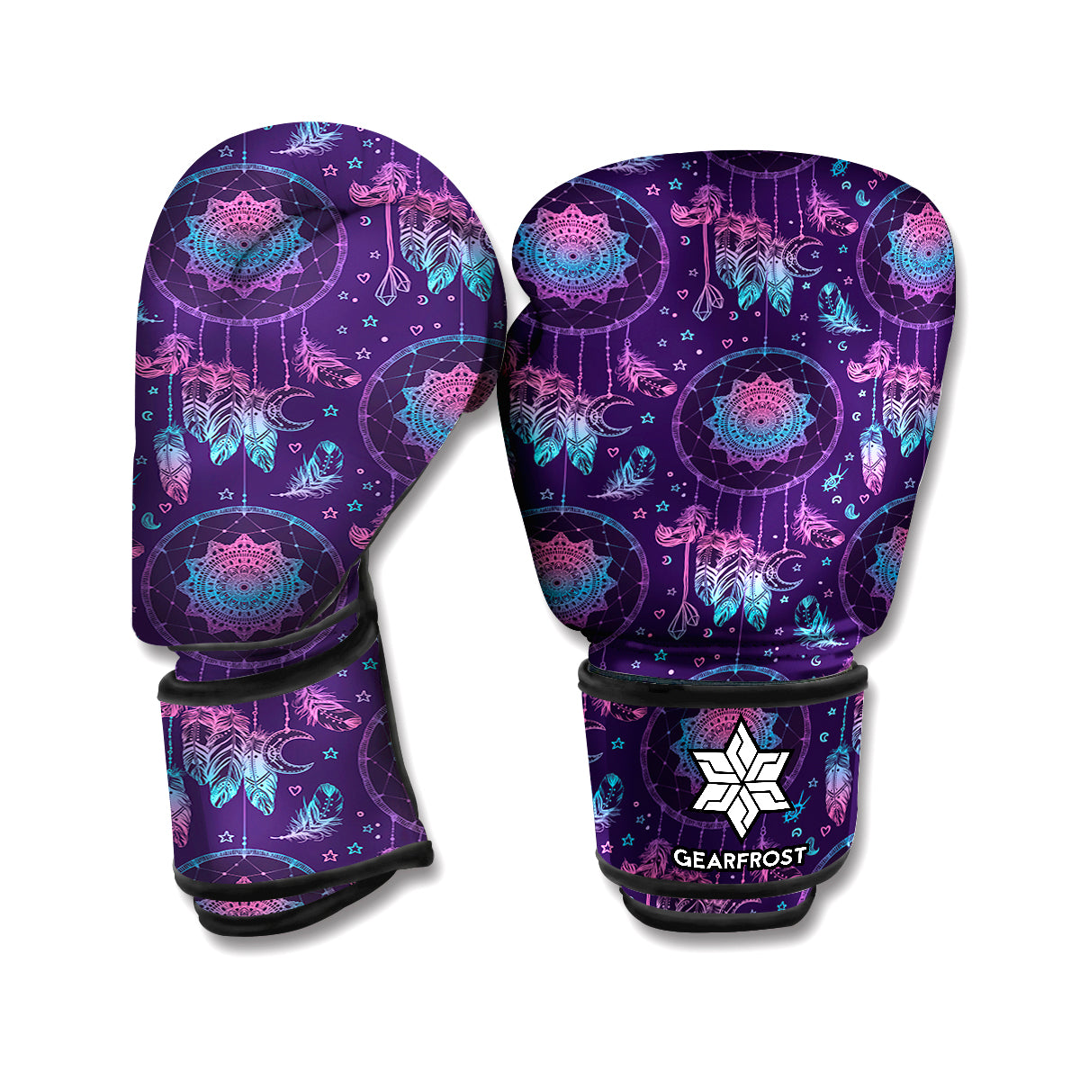 Purple And Teal Dream Catcher Print Boxing Gloves