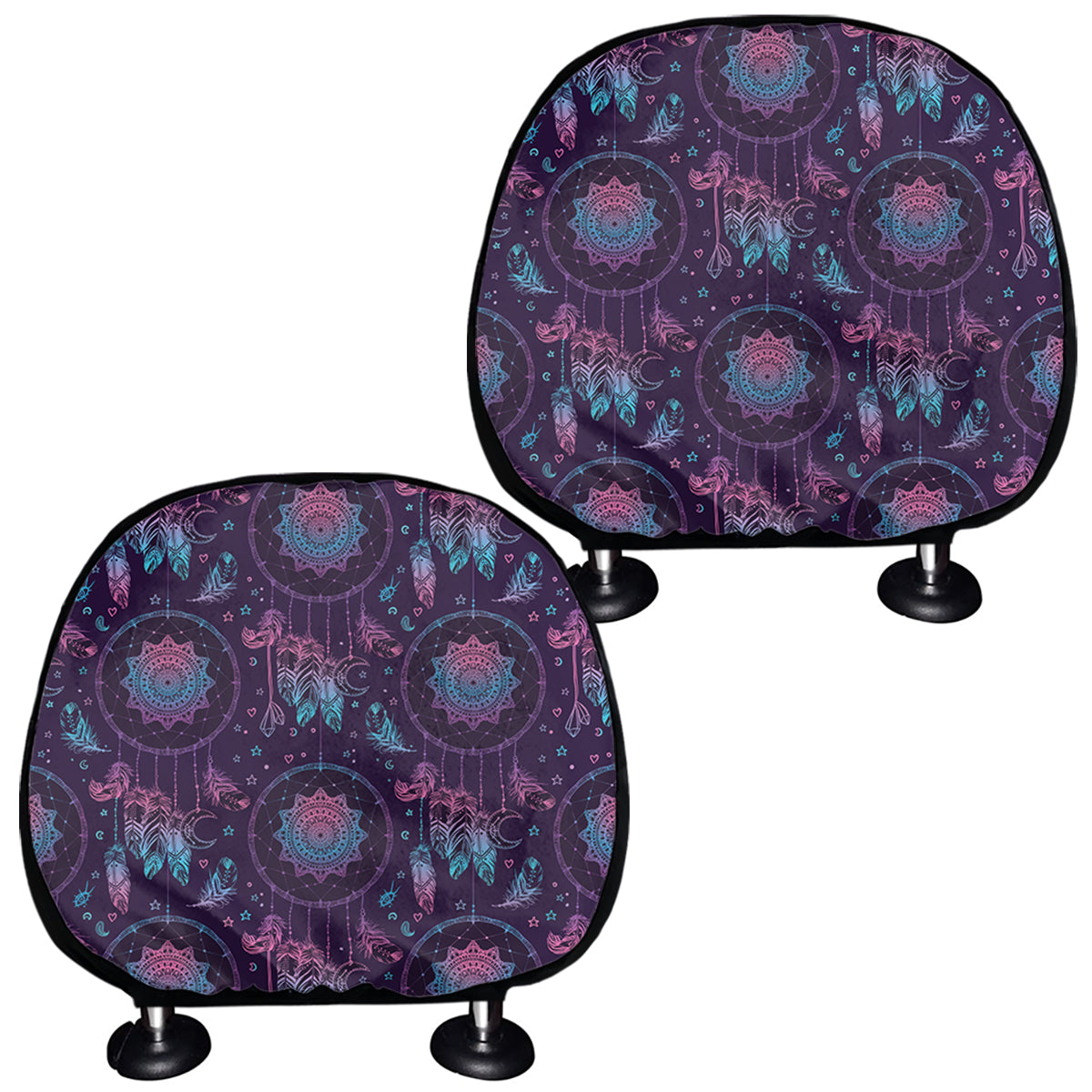 Purple And Teal Dream Catcher Print Car Headrest Covers