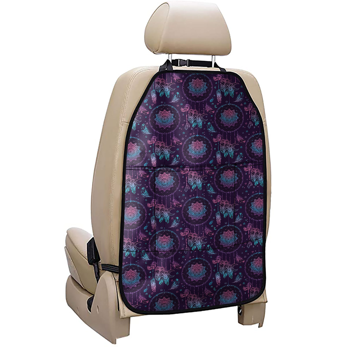 Purple And Teal Dream Catcher Print Car Seat Organizers
