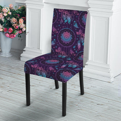 Purple And Teal Dream Catcher Print Dining Chair Slipcover