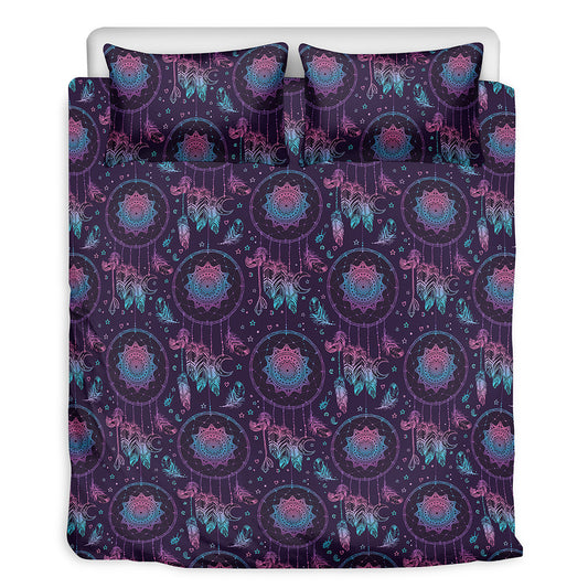 Purple And Teal Dream Catcher Print Duvet Cover Bedding Set