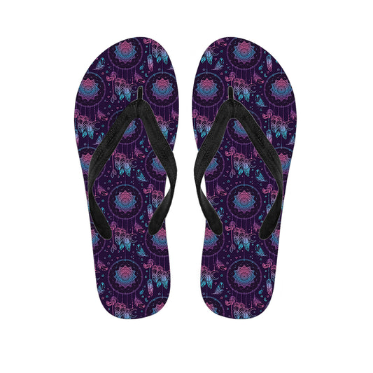 Purple And Teal Dream Catcher Print Flip Flops