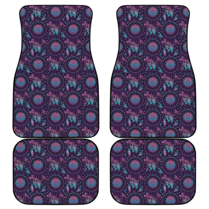 Purple And Teal Dream Catcher Print Front and Back Car Floor Mats