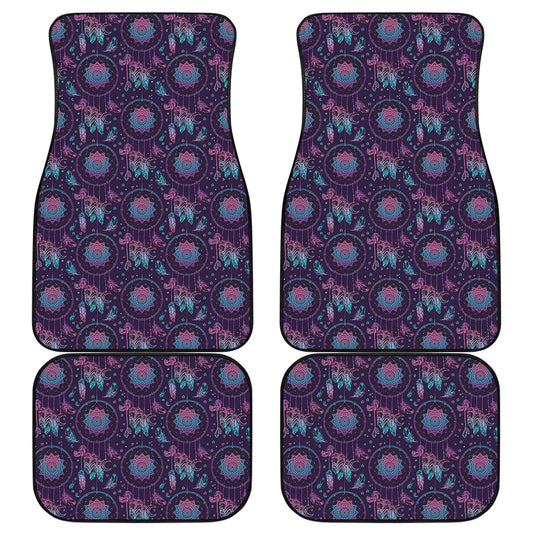 Purple And Teal Dream Catcher Print Front and Back Car Floor Mats